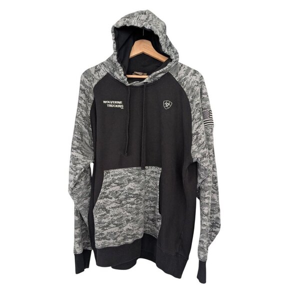 Vintage Y2K Ariat x Wolverine Trucking Camo Hoodie Men's Size L - Picture 3 of 6